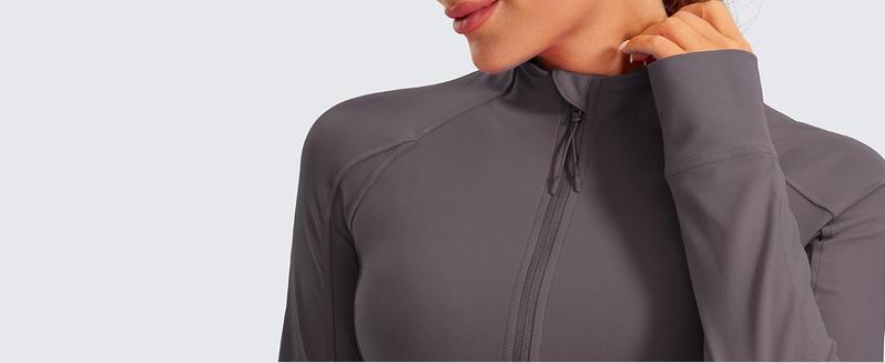 CRZ YOGA Butterluxe Womens Cropped Slim Fit Workout Jackets - Weightless Track Athletic Full Zip Jacket with Thumb Holes