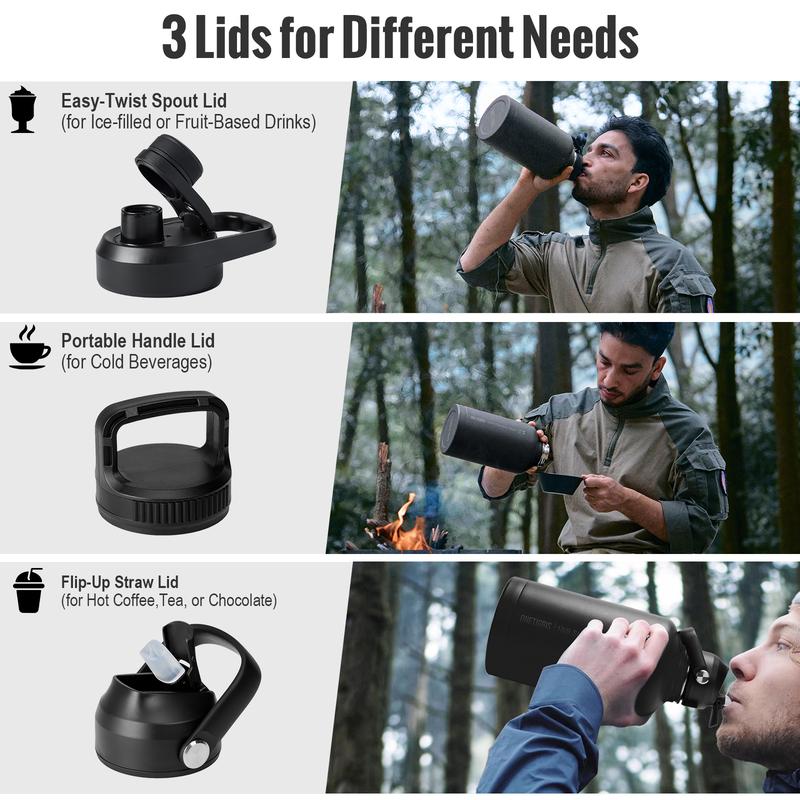 OneTigris 64oz Portable Cold & Hot Stainless Steel water bottle with Straw – Reusable Drinkware, Washable Tumbler, Perfect Gift for Dad & Mom