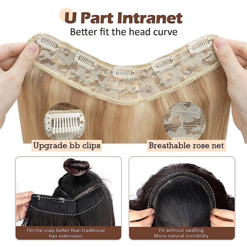 Remy Human Hair Extensions Clip In Hair Extensions V Shape 12 Inch-22 Inch Long Straight Invisible Hairpiece for Women Adding Hair Volume