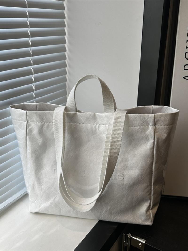 Women's Solid Color Tote Bag Office Work Bag, Fashionable Large Capacity Shoulder Bag for Work & Daily Used, Casual Trendy Versatile High-quality Daily Commuting Bag