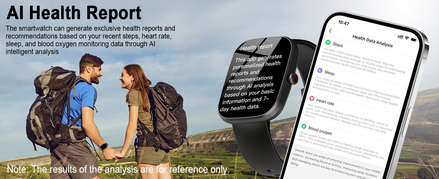 [Spring Deals] Tukio 2026 New Smart Watch with AI ChatGPT AI Assistant, 1.91" HD Display, 112+ Fitness Activity Tracker, Heart Rate Monitor, Sleep Monitor, Step Counter, Bluetooth Calling, IP68 Waterproof, for Android & iOS - Monitoring