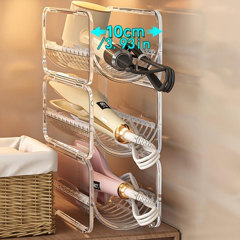 Transparent Acrylic Storage Rack, Stackable Design, Bathroom Organizer, Hair Tool Holder, Countertop Shelf, Practical Shelving Unit