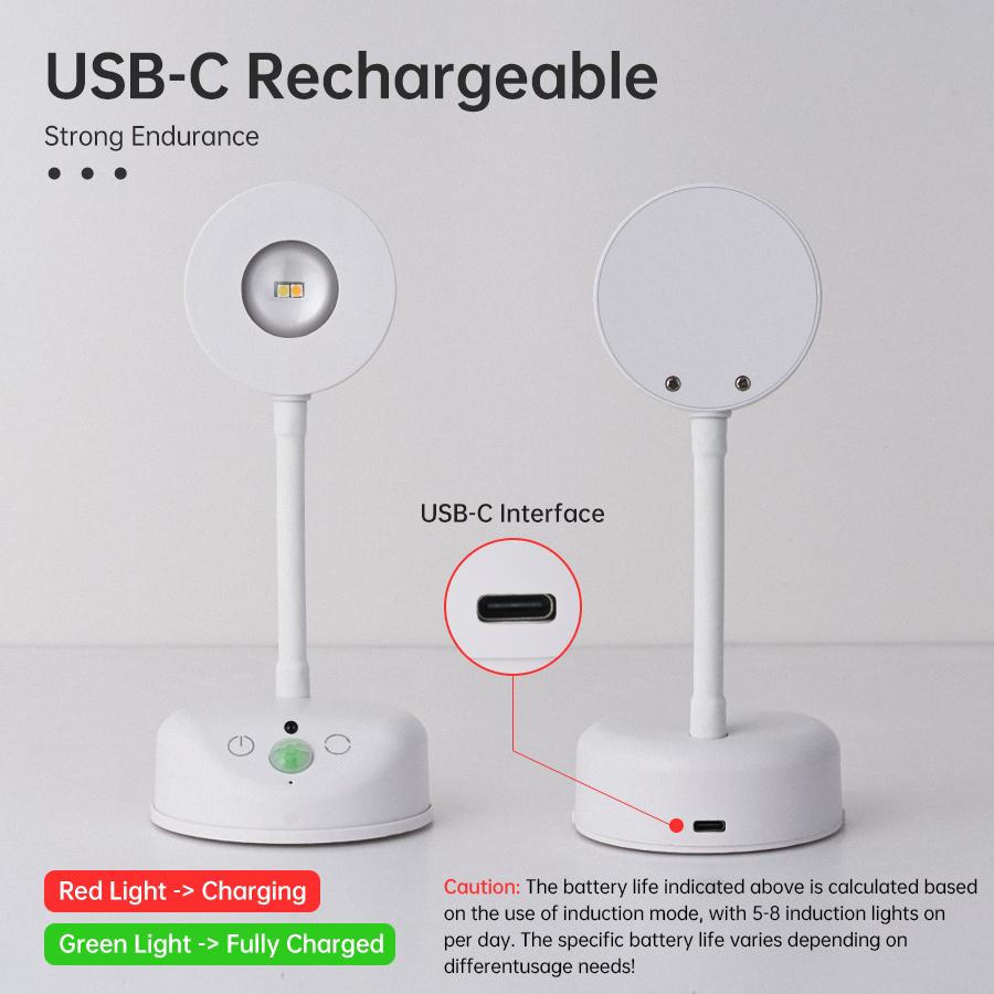 Rechargeable Motion Sensor LED Wall Light, Wireless Night Light, Battery Powered, Adjustable, Dimmable Wall Lamp, Wall Mount, No Wiring Needed, Home Decor