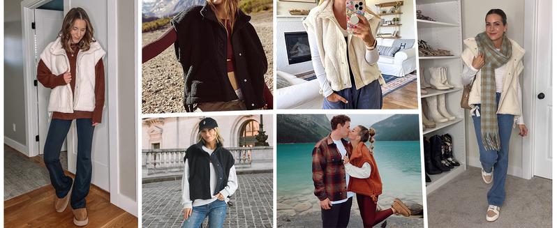 UANEO Women's Fleece Vest Casual Sleeveless Button Down Sherpa Jacket Outerwear with Pockets TikTokShopBlackFriday