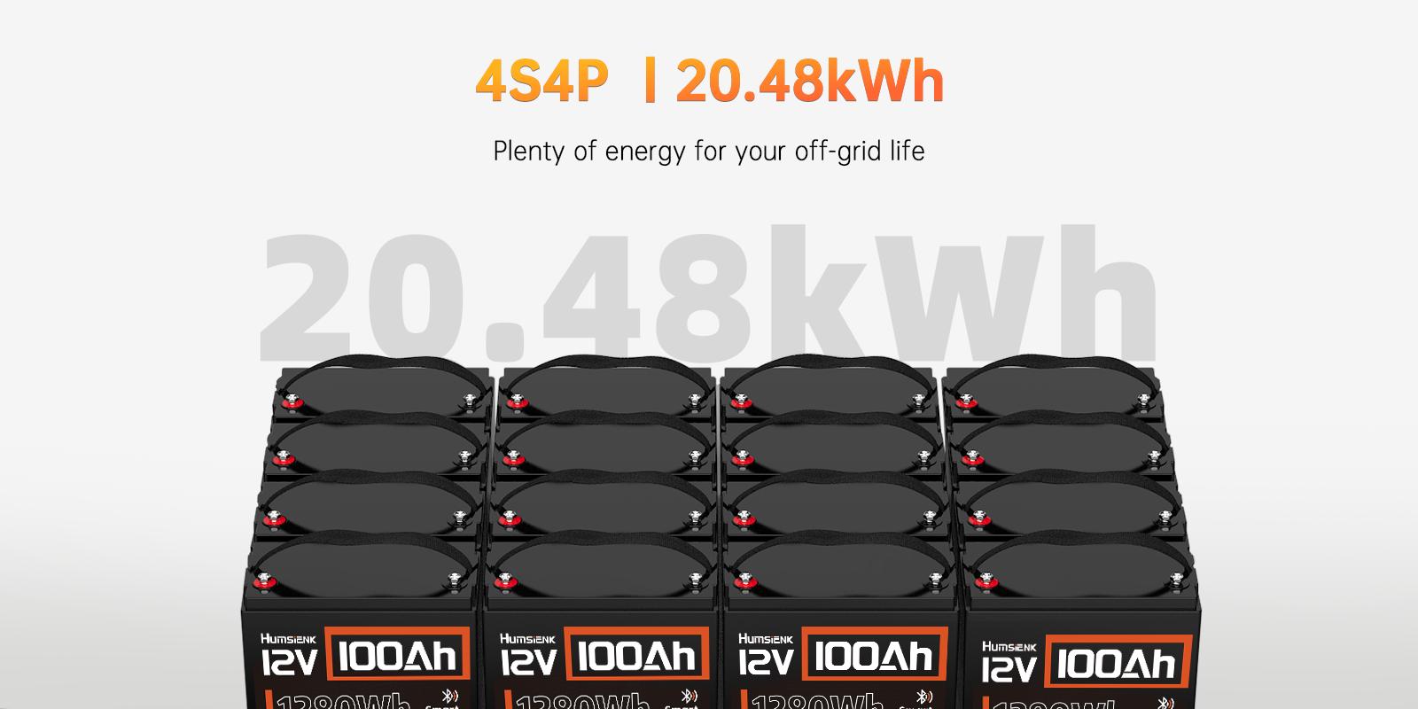 【Summervibes】HumsiENK 12V 100Ah LiFePO4 Bluetooth Lithium Battery, Built-in 100A BMS & Low-Temp Protection, for RV/Marine/Trolling Motor/Off-Grid/Home Backup