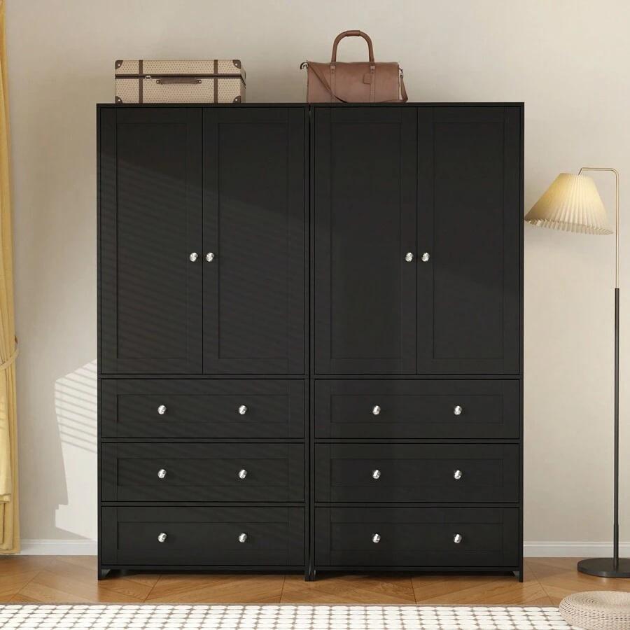 71" Large Wardrobe Closet With Mirror, Freestanding Bedroom Armoire With 3/6 Large Drawers & 2/4 Doors, Clothes Storage Organizer Cabinet For Bedroom