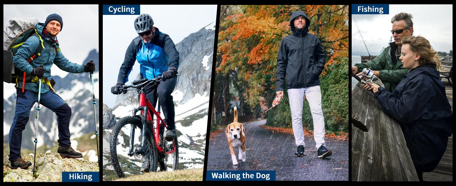 Pioneer Camp Men's Rain Jacket Waterproof with Hood Lightweight Packable Raincoat Rain Shell for Outdoor Hiking Travel