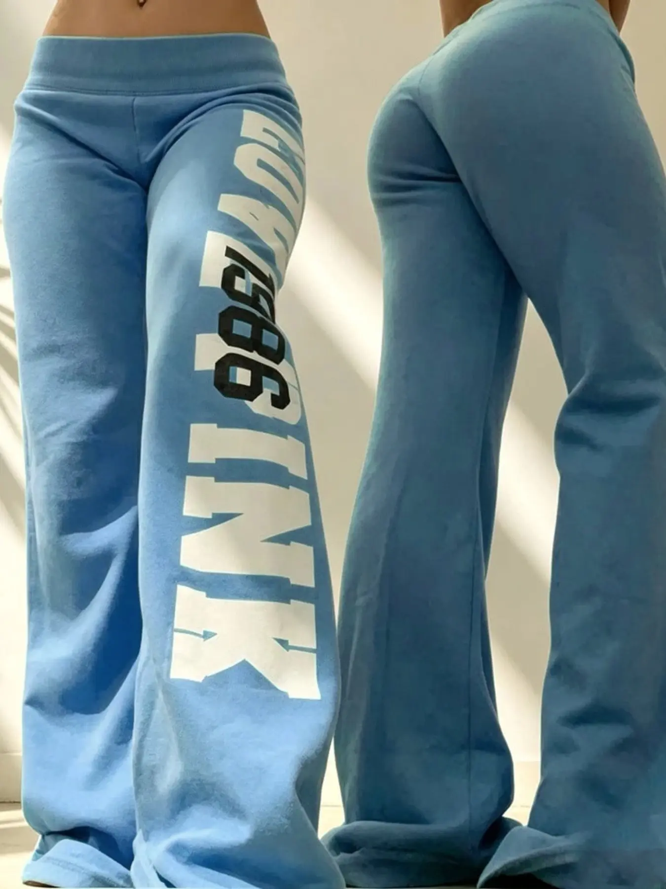 Y2K aesthetic high waist leg lengthening slim side letter graphic flared sweatpants elastic waist street daily lounge workout vintage 90s retro bottoms women teen hip hop streetwear relaxed flare jogger comfy daily out trousers urban leisure dating casual