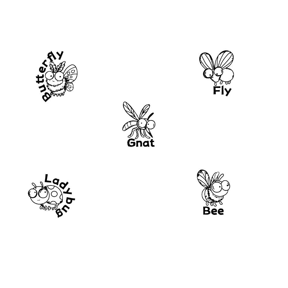 Insect Pattern Hand Account Stamp, Easy Recognition Butterflies Beetles Bees, Classroom Activity, Clear Light-Sensitive Material
