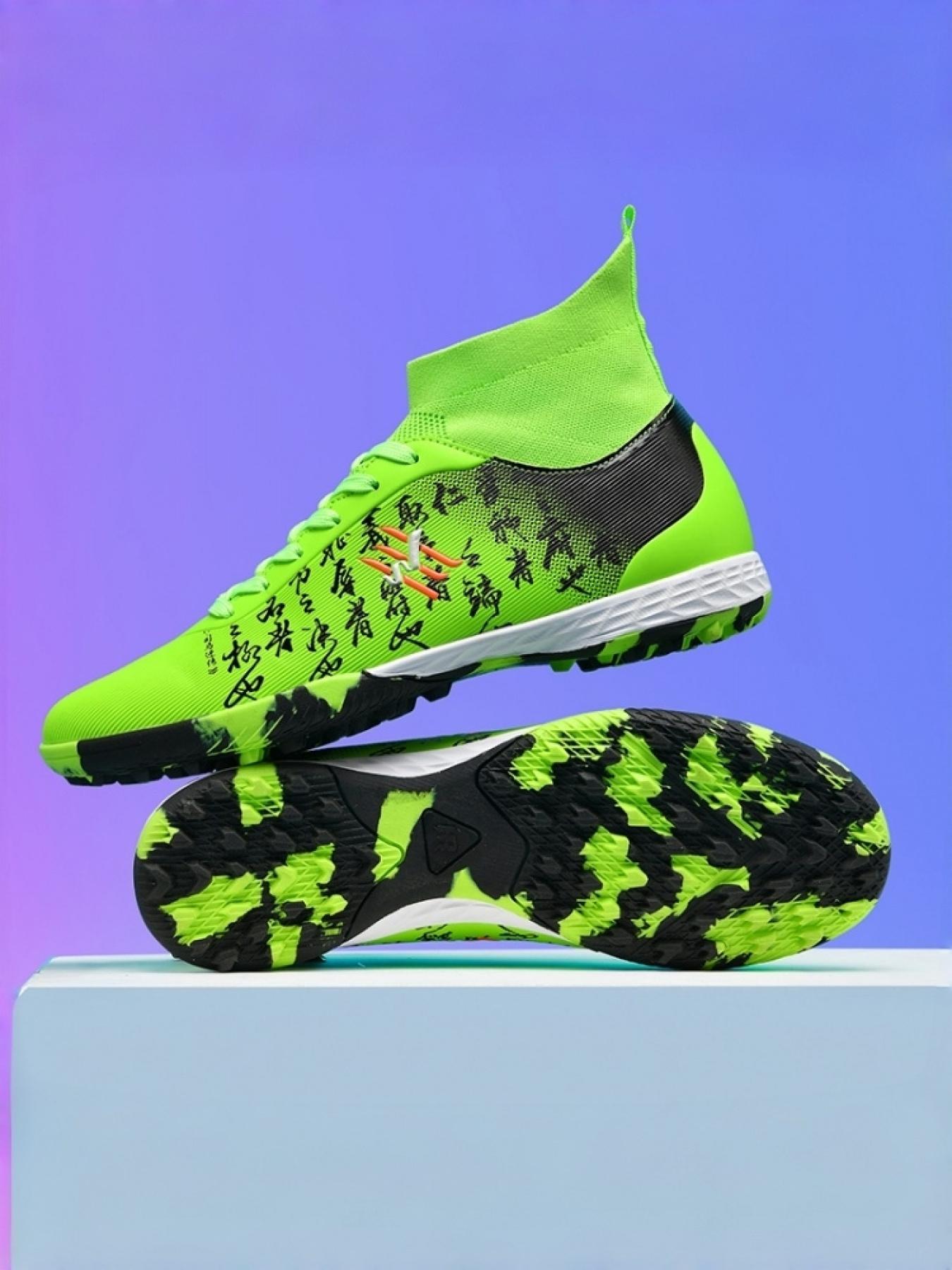 1 Pair of Unisex High-top Football Boots: Anti-slip, Wear-resistant, Lightweight & Snug Fit, High-Elastic Fly-Knit Upper + Rubber Studded Grip Outsole + Dynamic Athletic Style, Ideal for Football Training and Matches for Men and Women