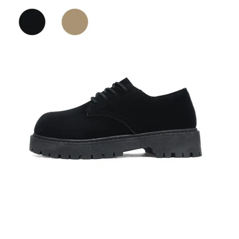 Men's Thick Sole Derby Shoes, Matte PU Leather, Height Boost Anti-Slip, Casual Formal Shoes, All Seasons, Plain Pattern, Walking Shoes