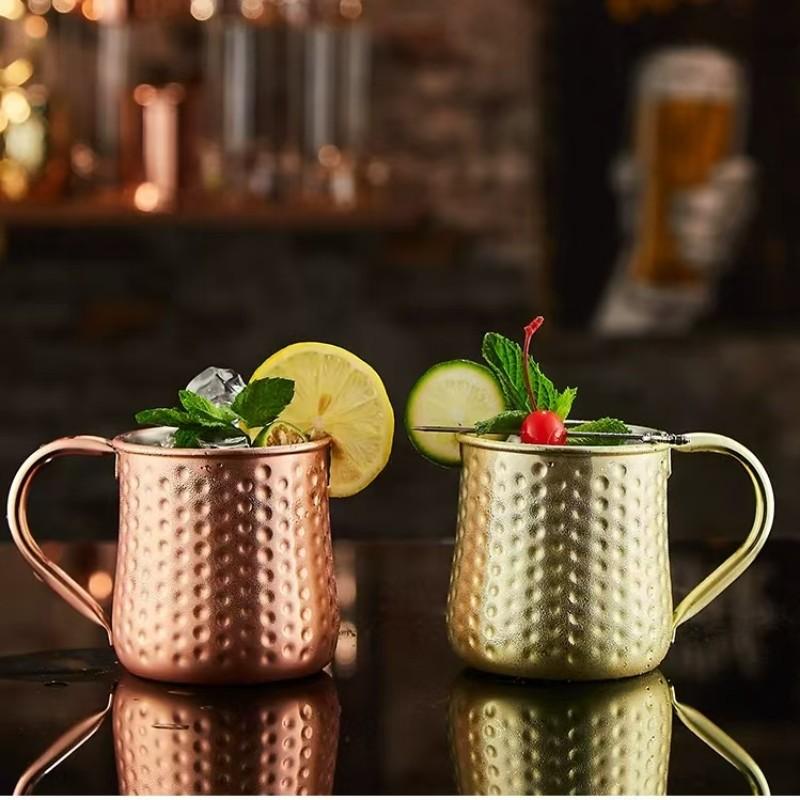17oz 2026 New Model 304 Stainless Steel Moscow Mule Cup, Hammered Pattern, Large-Belly Cocktail Glass, Cafe/bar Fashion Wine Glass