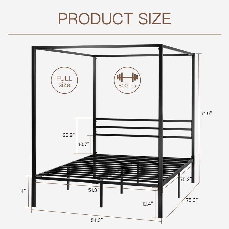 MUTICOR Metal Canopy Bed Frame, Full/Queen, Sturdy and Durable, No Mattress & No Curtains, No Box Spring Needed#TikTokShopBlackFriday #ChristmasGifts