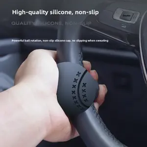 360 Degree Rotation Steering Wheel Spinner Knob, 1.38in Soft Silicone Anti-Slip Booster Ball, Labor-Saving One Hand Control Accessory for Car & Boat