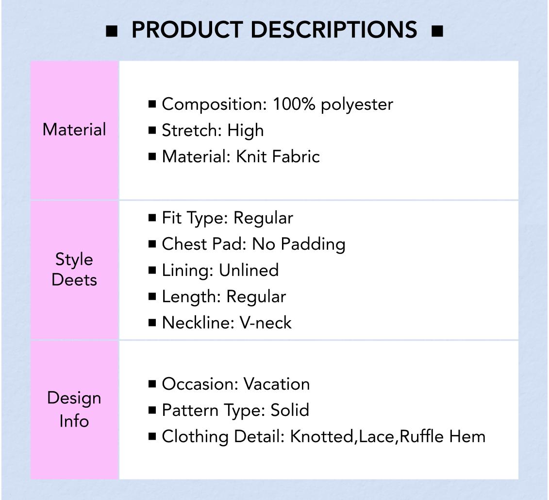 Cider [6 colors, size 0-24] French Riviera Vacation Lace Ruffle Hem Knotted Knit Crop Top, Basic  Comfort Womenswear, Summer Cute Sexy Top