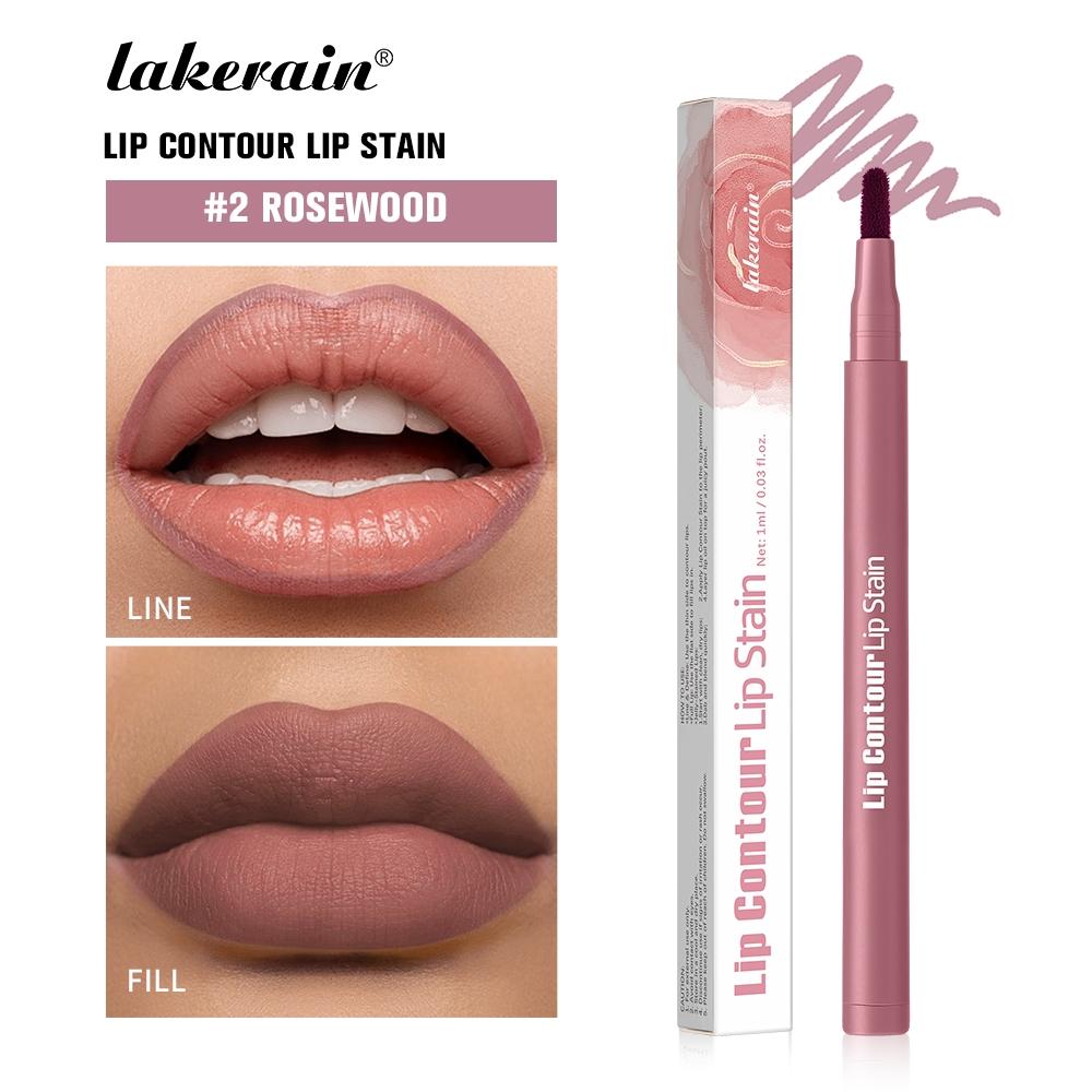 Lakerain 2-in-1 Lip Liner & Lip Stain, Waterproof High-Pigment Smudge-Proof Lip Tint, Non-Drying Formula for Precise Definition & Gradient Matte Looks, Travel-Friendly with 8 Shades for All Skin Tones