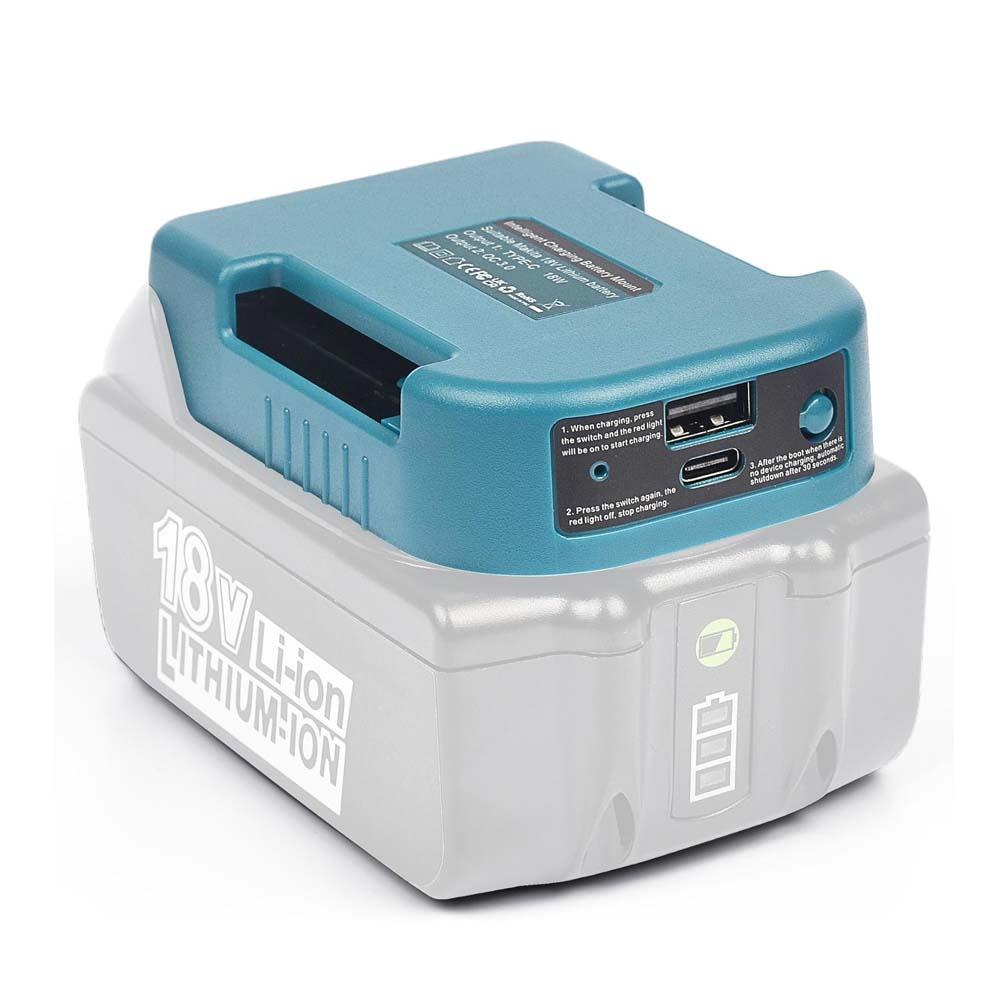1pc Makita 18V Lithium Battery Fast Charger Dock - Rapid 18W Type-C Port, 5V USB Port, Portable Adapter for Efficient Charging - Compact, Lightweight, and Reliable Accessory