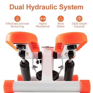 Mini Steppers for Exercise at Home with Resistance Bands 330LBS Loading Capacity Adjustable Height Dual Hydraulic Drive Portable Cardio Equipment for Full Body Workout - Led Monitor Strength Training Beginner Friendly