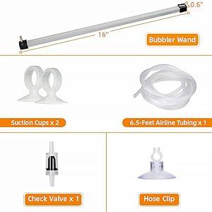 hygger aquarium bubble tube Bubble Curtain Wall Aquarium Air Stone Kit, Fish Tank Air Bubbler Dissolved Oxygen Aerator Stone with Air Tubing Diffuser Bubbling Decoration