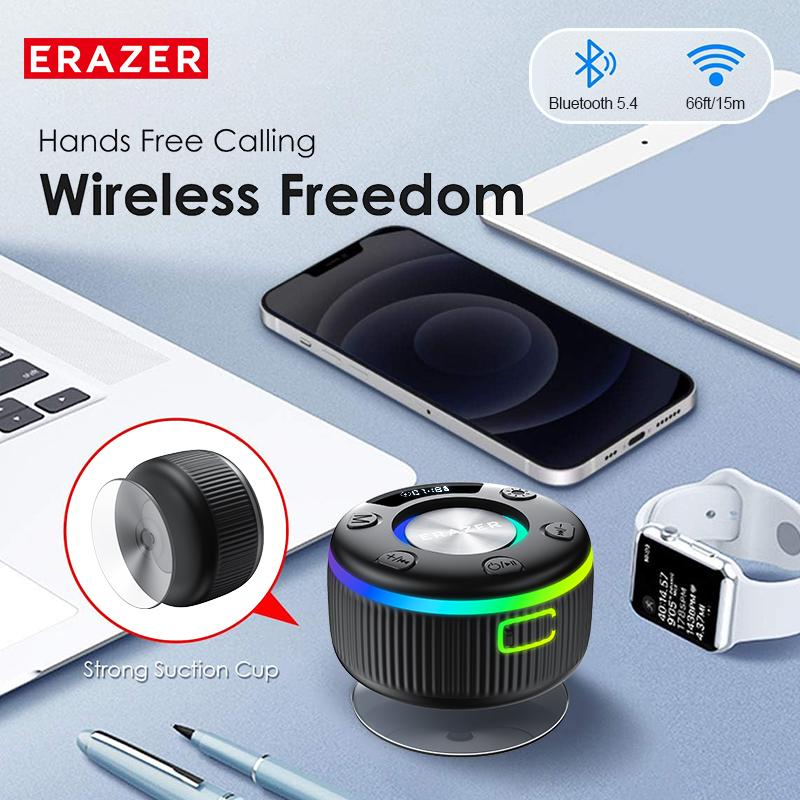 ERAZER XM102 Waterproof Shower Bluetooth Speaker Portable Wireless Speaker with Suction Cup IPX6 Waterproof Speaker Suitable for home/party/outdoor/beach, electronic products, birthday gifts