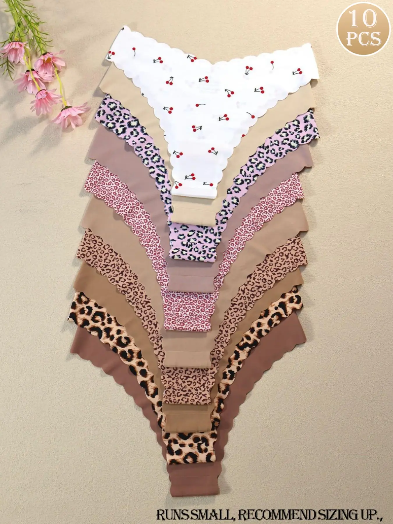 Women's Wave Design Leopard Underwear Set, Comfortable Breathable Antibacterial Panties, Fitted All Season Casual Style, Intimates Panties, Breathable Comfy Panties