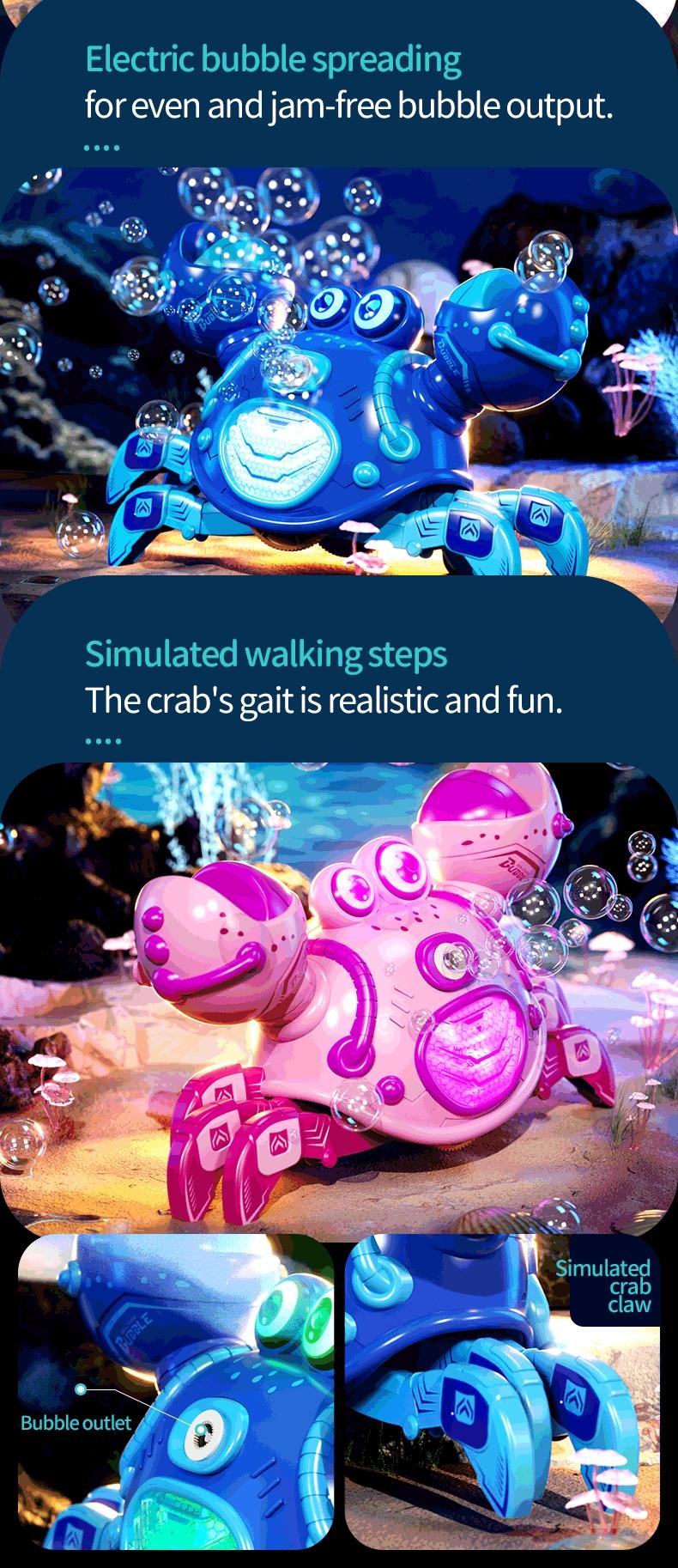 2.4g Remote Control Crab Toy with Music, 360 Degree Rotation, Interactive Bubble Toy, Colorful Lights, Birthday Gift for Kids Ages 8-10