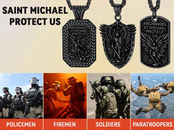 FaithHeart Saint Michael the Archangel Necklace Amulet Stainless Steel Father's day gift Jewelry For Men