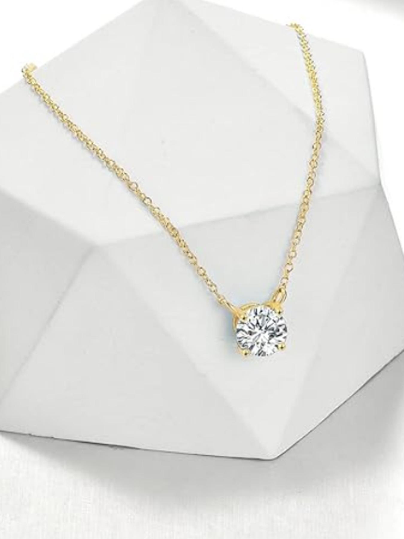 A pair of moissanite Pendant Necklace, D Color 1-3 Carat Lab-Grown Diamond, 925 Sterling Silver Jewelry, Perfect for Wedding and Engagement