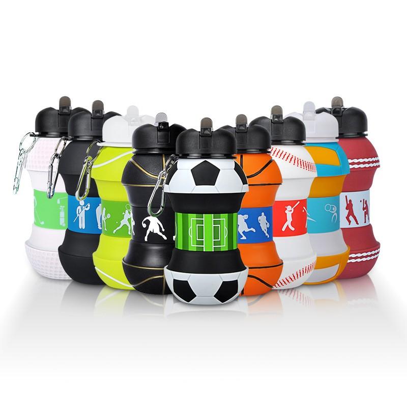 Foldable Silicone Water Bottle, Portable Leak-Proof Sports Cup, Shockproof Squeeze Football Gift, Creative Travel Mug