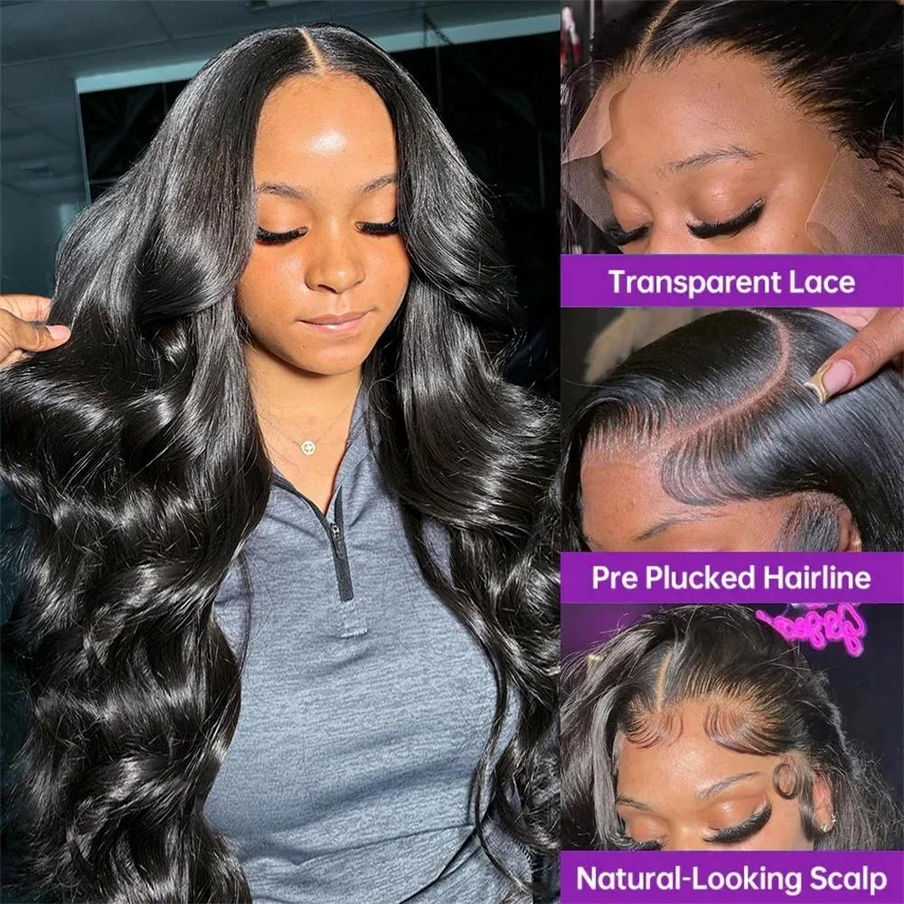 Bling Hair Body Wave 13x4/13x6 Hd Transparent Lace Front Real Hair Wigs Brazilian 30 32Inch Body Wave Lace Frontal Wig For Women