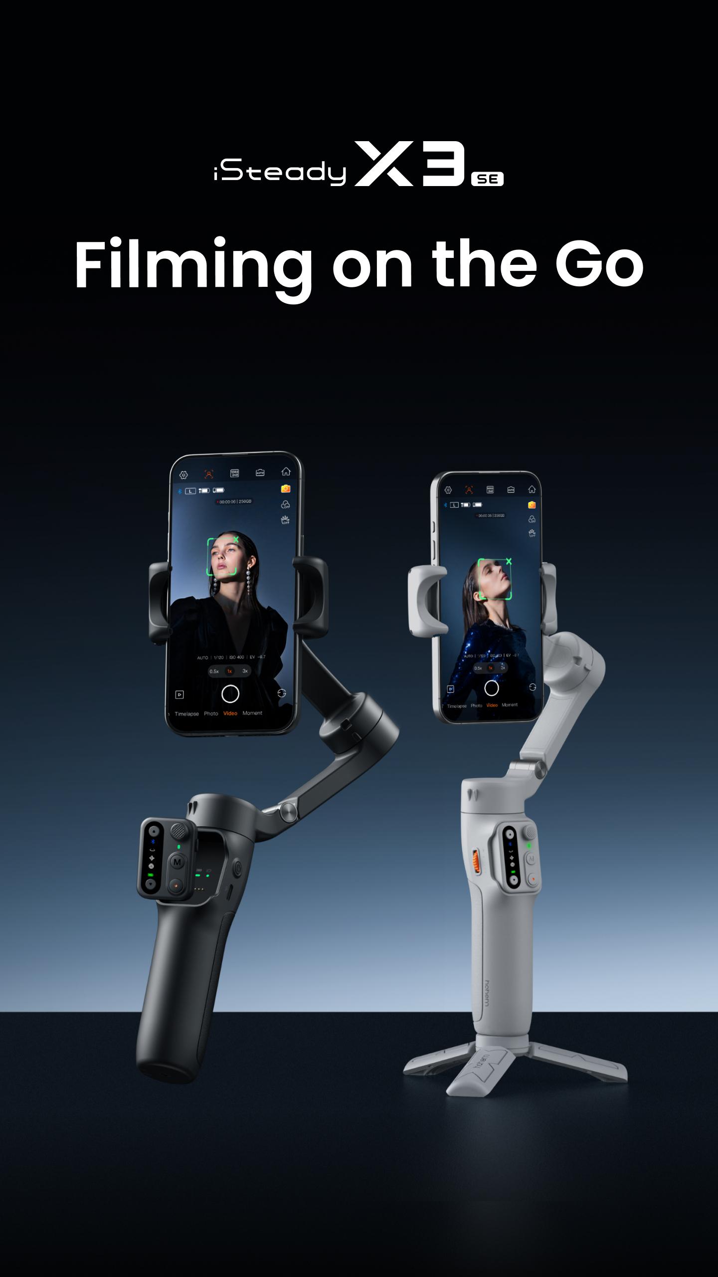 hohem iSteady X3 SE New Gimbal Stabilizer for iPhone, AI Facial Tracking,Smartphone Gimbal with Detachable Remote Control, Portable Foldable 3-Axis Phone Gimbal for Android & iPhone 17 series,Built-in Extendable Rod,Vlog Stabilizer,Selfie accessories