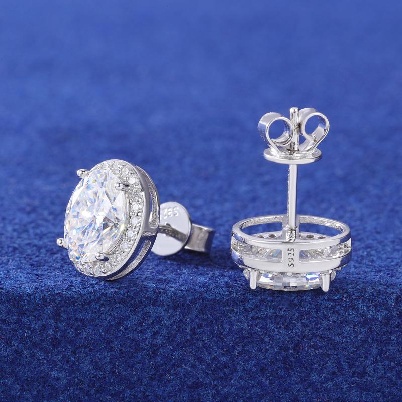 【#E512】Oval Earrings UCCIYO Synthetic Moissanite Earrings For Women 925 Sterling Silver Stud Earring Men Hip Hop Jewelry Couple Gift