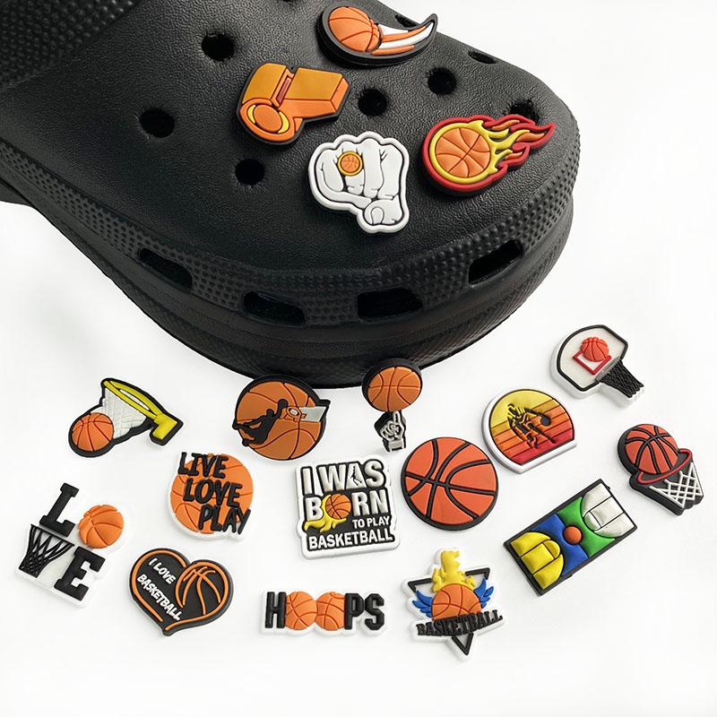 24-Piece Basketball Series PVC Shoe Charms For Bubble Slides Clogs Sandals,PVC Shoe Decorations Accessories Buckle For Christmas Birthday Gifts