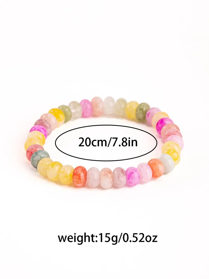 2026 Summer Boho Aesthetic Cool Colorful Playful Imitation Natural Stone Beaded Design Necklace Bracelet Set, Sweet Macaron Color Artificial Crystal Jewelry Set, Elegant Minimalist Bohemian Style Gift Ready for Women Men