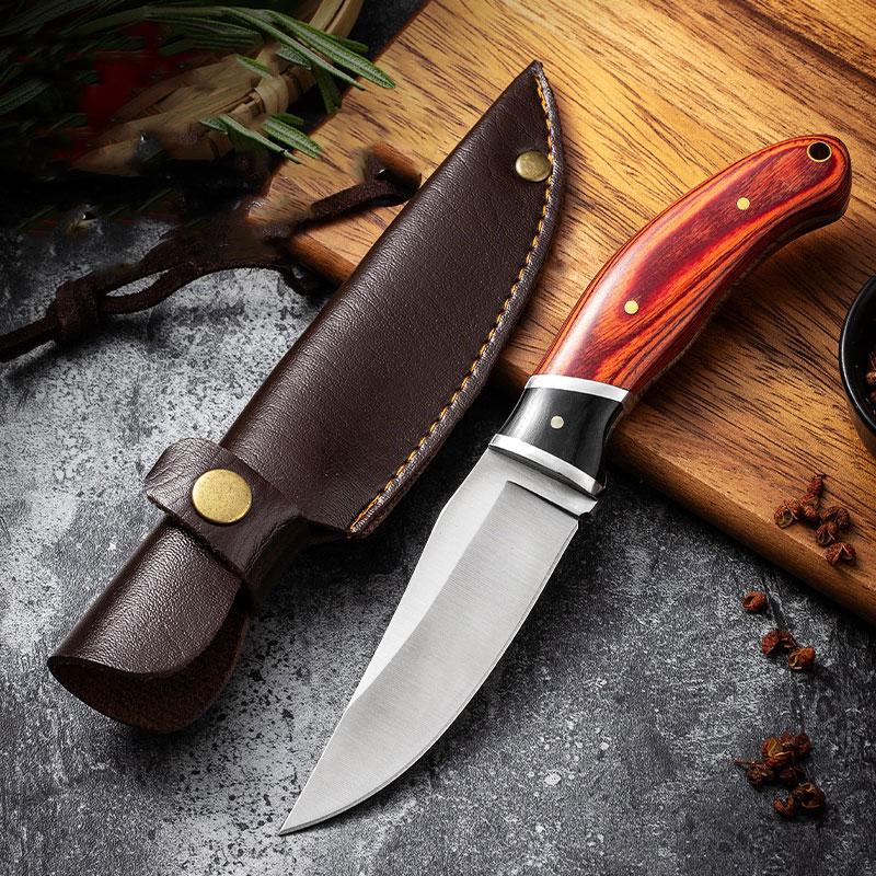 Stainless Steel Steak Knife, 1 Count Wooden Handle Fruit Knife, Durable Kitchen Knife for Home Kitchen, Kitchen Accessories, Stainless Steel Knives