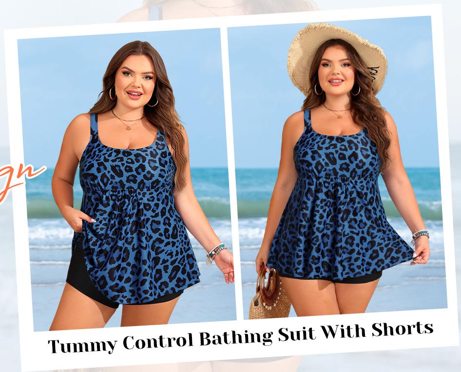 Holipick Plus Size Two Piece Tankini Swimsuits for Women Flowy Swimdress Tummy Control Bathing Suits with Shorts Holipick Plus Size Two Piece Tankini Swimsuits for Women Flowy Swimdress Tummy Control Bathing Suits with Shorts