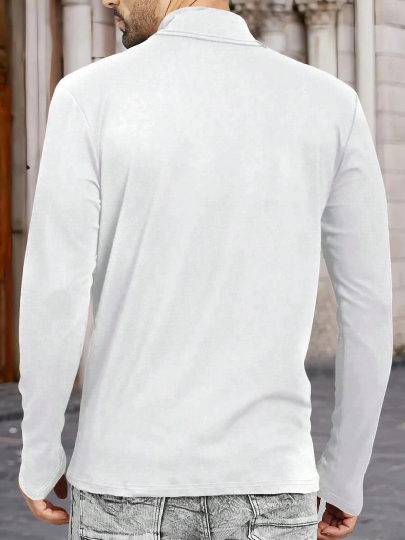 3pcs Men's Solid Color Casual Turtleneck Long Sleeve T-Shirt, Mens Fall And Winter Base Shirt, Men's Spring High Neck Shirt, Men's Summer Half High Neck Shirt, Men'S Casual Top Jacket, Suitable For All Seasons Of Casual Items