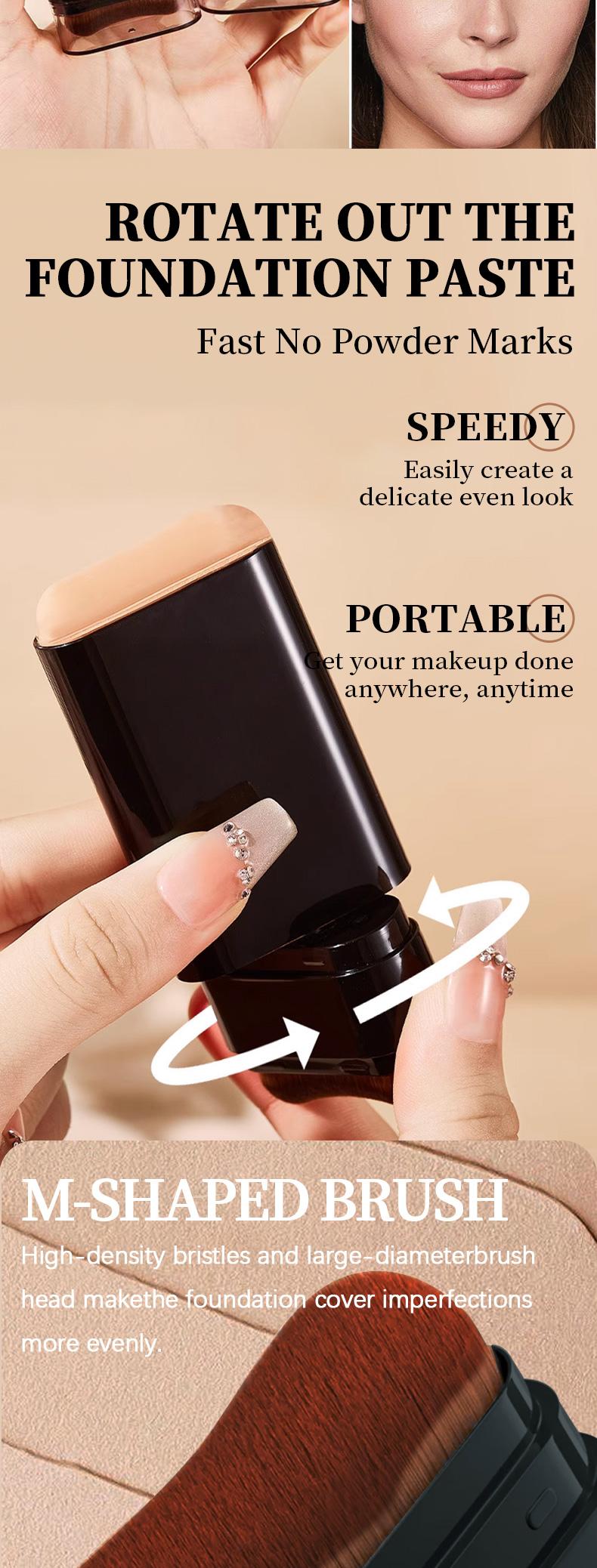 TikTokshopHolidayHaul & Wool Cotton Head Concealer Foundation Stick - Moisturizing Brightening Non-Sticky Waterproof Sun-Protective Long-Lasting with Built-In Brush Coverage Makeup for Sensitive - Lightweight Christmas gift  Smooth