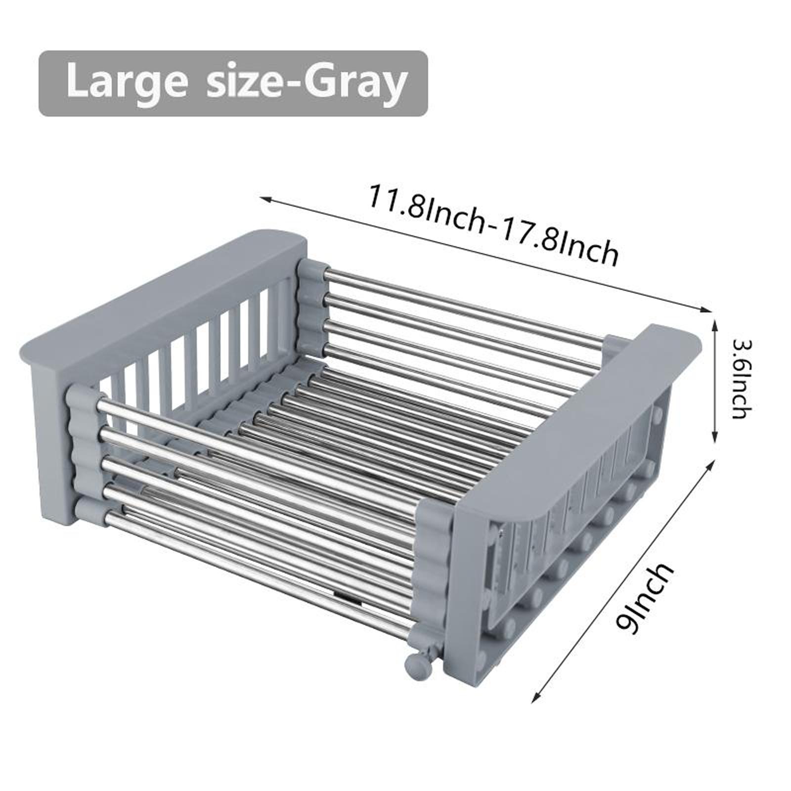 Retractable Drain Basket with Adjustable Armrest,Stainless Steel Kitchen Drying Rack,Over The Sink Dish Drying Rack,Adjustable Multi-function Water Filter Basket for Fruits. Organizer