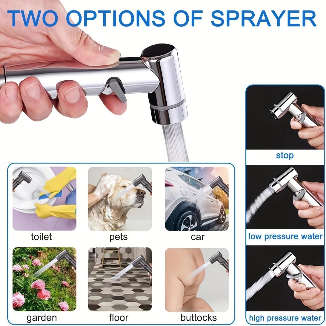 High Pressure Shower Spray Gun Set, Copper Body Dual Control Faucet, Bathroom Accessories, Toilet Bidet Attachment, One in Two Out Design, Toilet Cleaner