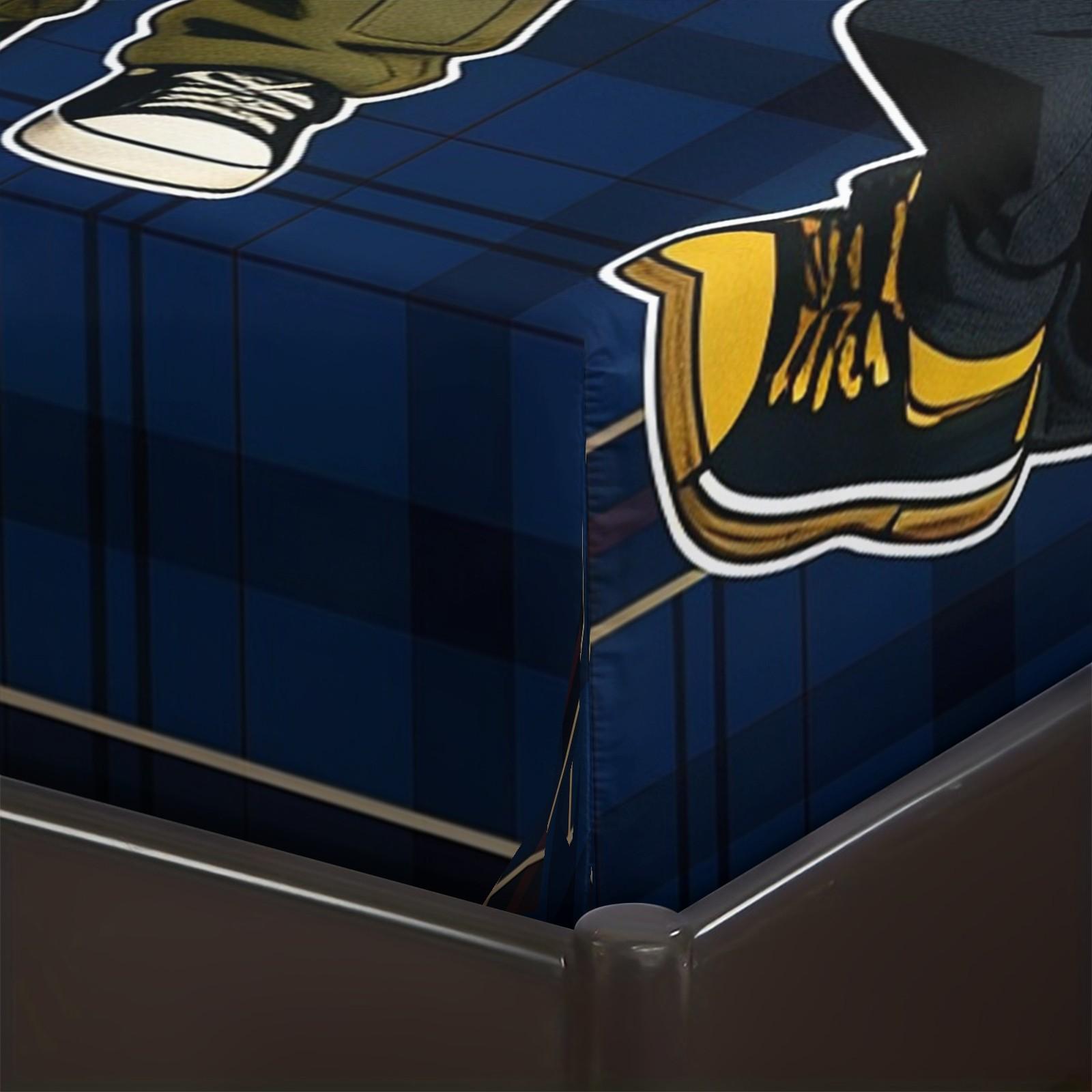 Teddy Bear Pattern Bed Sheet, Comfortable Printed Pattern, Includes 1 Bed Sheet and 2 Pillowcases, Comfortable Bedding, Non slip Dust Cover Suitable for Bedroom and Guest Room, Suitable as a Gift for Children or Adults