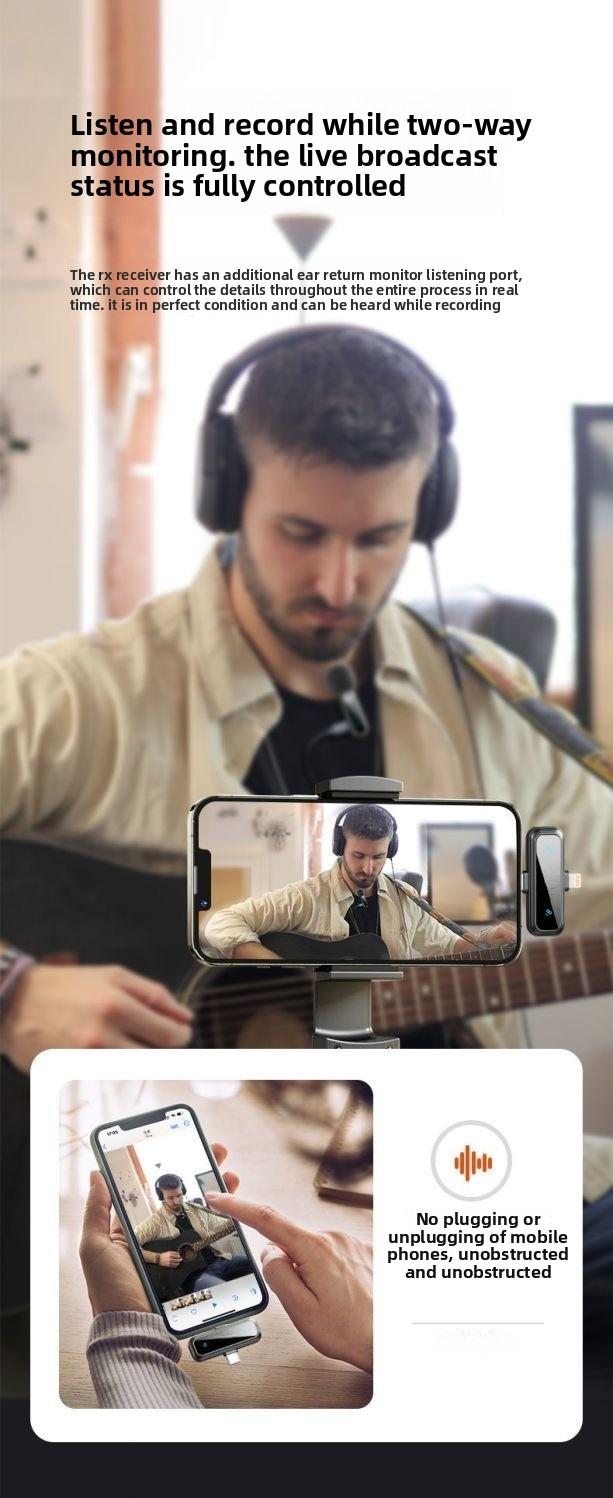 2pcs Professional Wireless Lavalier Microphone forAndroid,iPhone iPad with Adapter Included NoiseReduction Plug-Play Clip on Lapel Mic for TikTok,YouTube, Recording, Vlog, Facebook Live StreamingAudio Smartphone