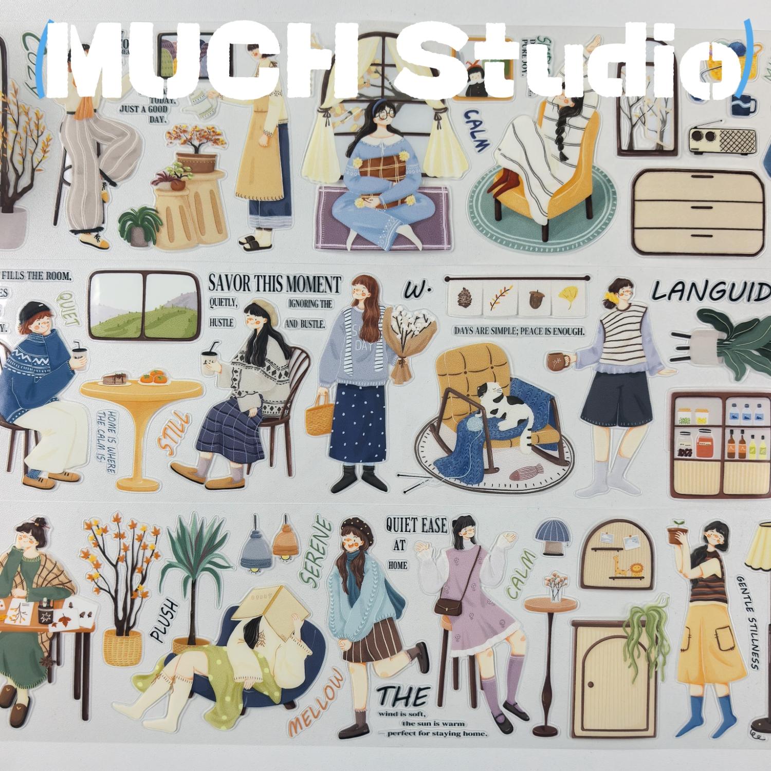 1pc (6.5*100cm), Original New Product, Daily Life Character Status Sticker, High-end Craftsmanship PET Tape, Exquisite Pattern, Versatile and Practical, Suitable for Scrapbooking, Decorating Journals, Notebooks, Greeting Cards, Photo Frames and More