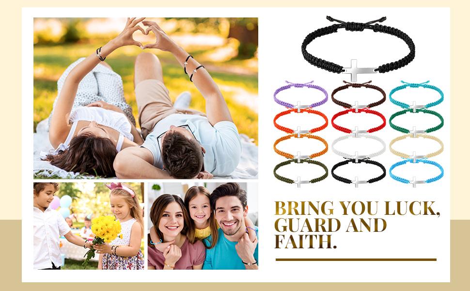 JointlyCreating Cross Bracelets Faith Hope Love Adjustable String Bracelet Religious Gifts for Men Women One Size Fits Most Fashion Jewelry Accessories