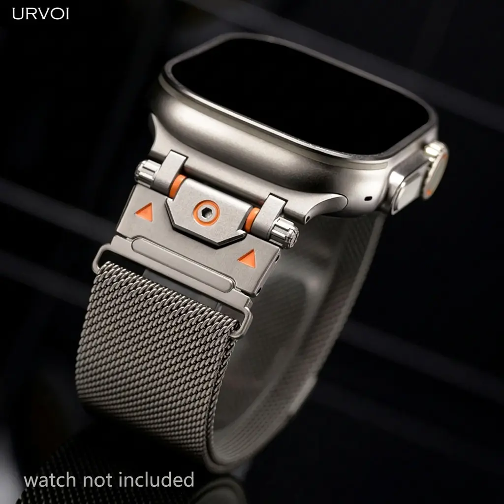 URVOI Band for Apple Watch Ultra 4 3 2 series 12 11 10 9 8 7 6 SE 5 Titans eyes Milanese loop strap for iWatch quality mesh wristband (Band Only)
