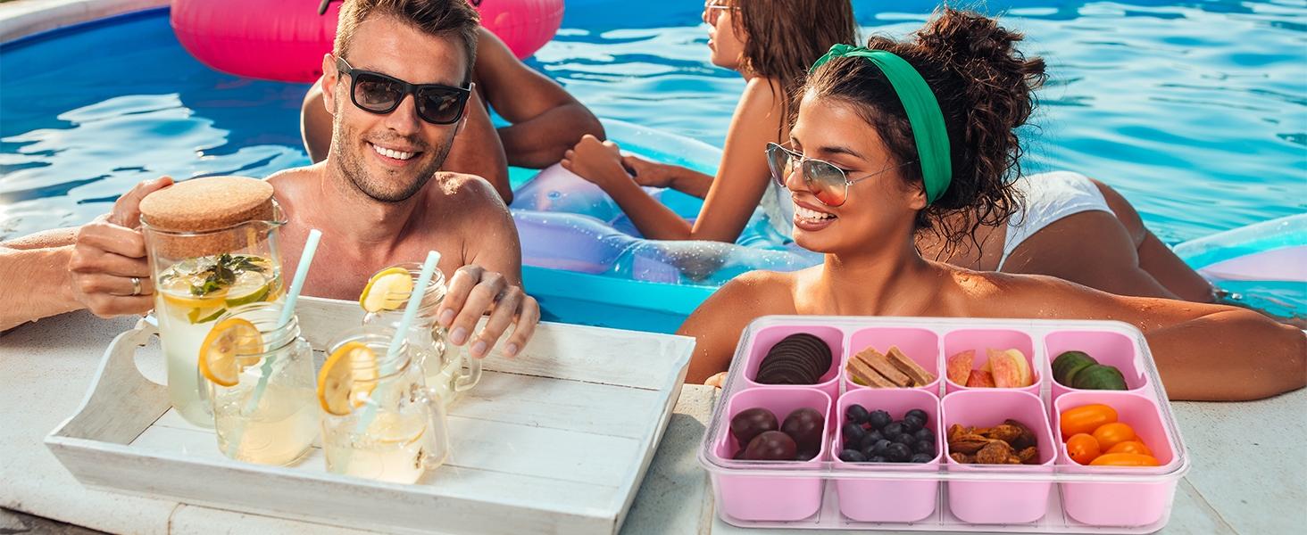 1Pc Divided Serving Tray with Lid-Snackle Box Charcuterie Container for Portable Snack Platters-Clear Organizer for Candy, lunch bento box,Perfect for Party,Travel(4/8 Compartments)