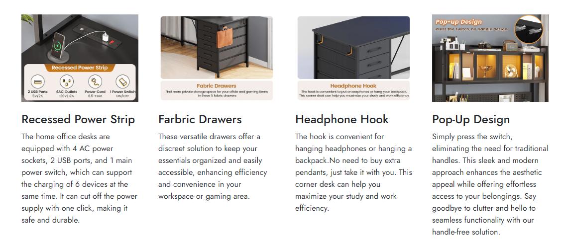 Sikaic 62 Inches LED Reversible L Shaped Gaming Desk With Power Outlet Storage Drawers Hutch and Pegboard Furniture Computer Chair Dual Monitor Stand Sikaic 62 Inches LED Reversible L Shaped Gaming Desk With Power Outlet Storage Drawers Hutch and Pegboard Furniture Computer Chair Dual Monitor Stand