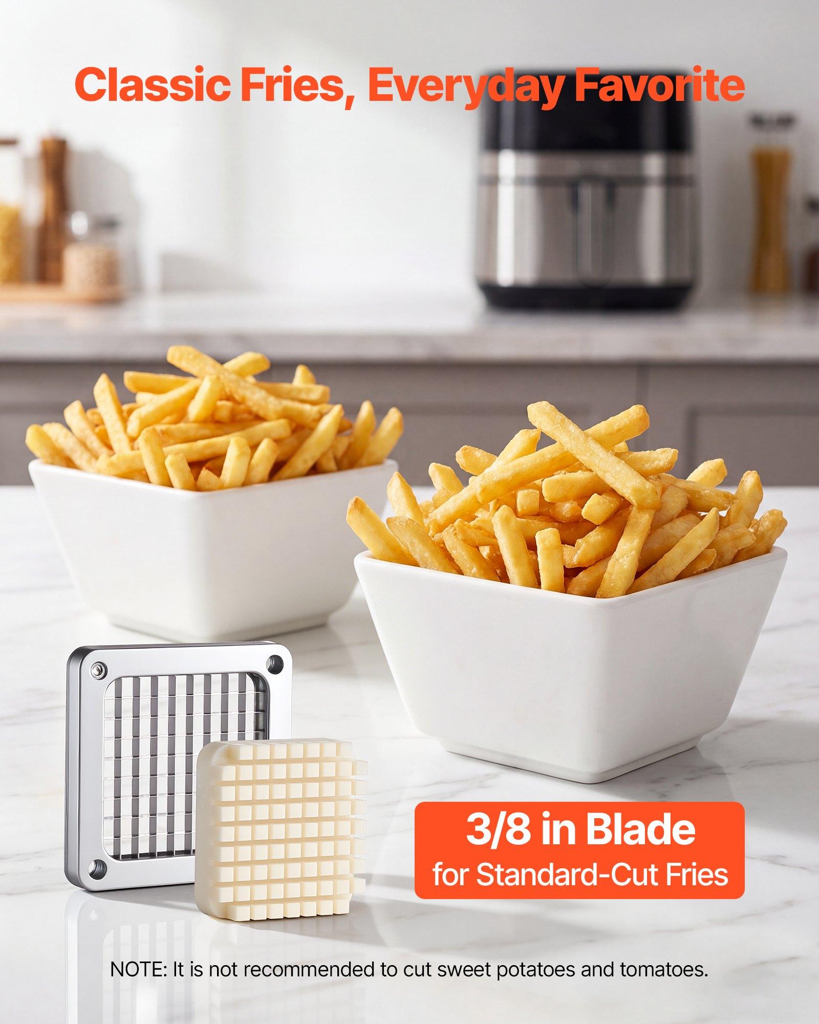 VEVOR Stainless Steel French Fry Cutter, 3/8" Blade Commercial Lever-Action Chopper, Ergonomic Handle Dicer for Classic Cut Fries, Onion