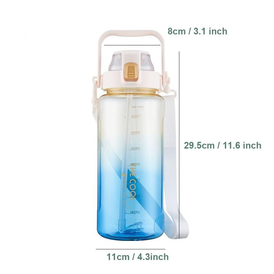 Women's High-Capacity Gradient Color Water Bottle, Durable Plastic Cup with Scale & Straw, Ideal for Summer Sports, Model Xinghao Yb-0838