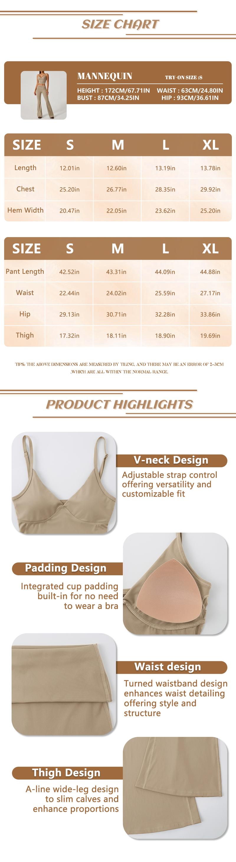 TimeOFF Women's 2-Piece Deep V Crop Cami & Flared Pants Set, Buttock Plumping & Lifting Sculpting, Back Hollow-Out for Alluring Look, Solves Shape-Enhancing Need for Yoga, Fitness & Daily Chic Scenarios,loungesetwomen,sweatsuits women Athletic Sportswear